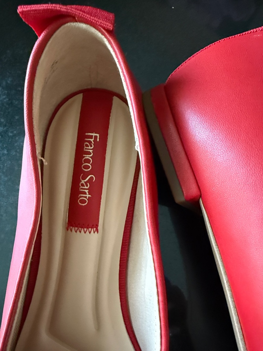 Franco Sarto Vana Red Leather Square Toe Ballet Flats Shoes Size 9M NWOT - Picture 4 of 17